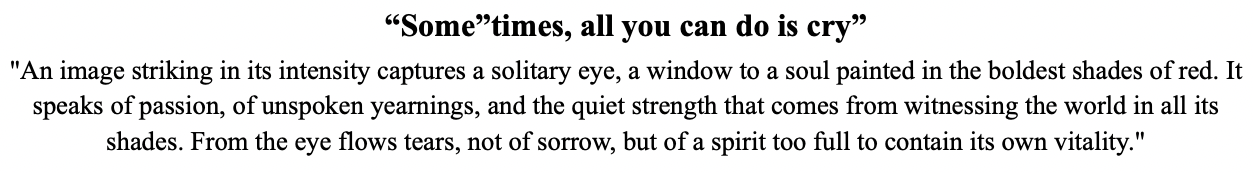 "Sometimes, all you can do is cry"